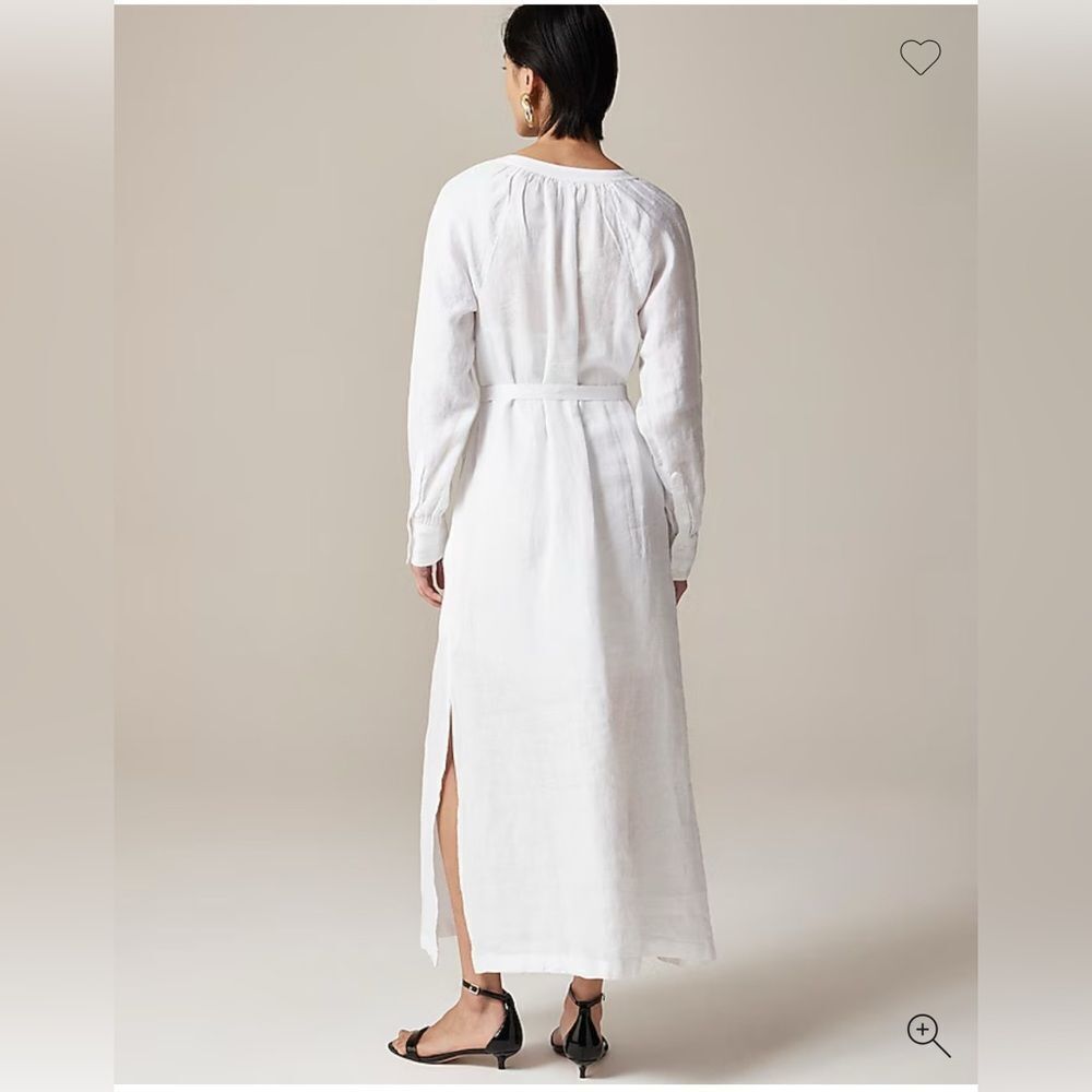 NWT J CREW PETITE Cabana dress in linen in white - Picture 6 of 9